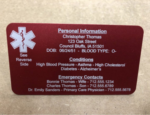 A Personalized Medical Alert Card Can Save Your Life